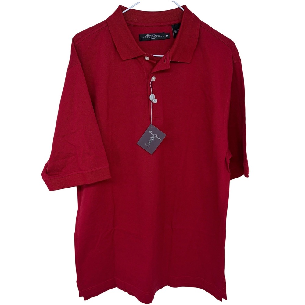 New Alan Flusser Golf Polo Shirt Mens Medium Red Cotton NWT Golfing MSRP $65‎